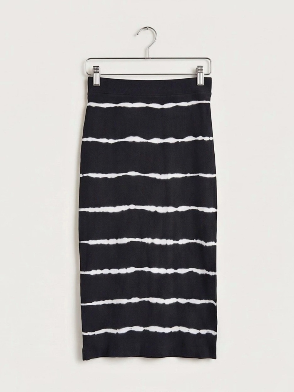 DKNY Jeans Dark Navy Blue & White Tie-Dye Ribbed Midi Skirt